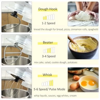 HOMCOM Stand Mixer With Splash Guard, Electric Hand Mixer Set With 6 Qt. Large Mixing Bowl - 14.5" X 9" X 14.5" - Silver - Image 20