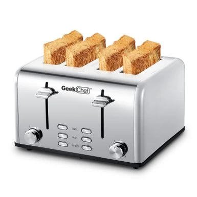 4-slice Stainless Steel Toaster - Red - Image 5
