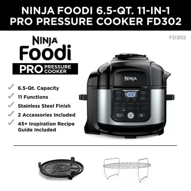 Ninja - Foodi 11-in-1 6.5-qt Pro Pressure Cooker + Air Fryer With Stainless Finish, FD302 - Stainless Steel - Image 10