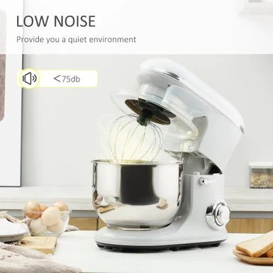 HOMCOM Stand Mixer With Splash Guard, Electric Hand Mixer Set With 6 Qt. Large Mixing Bowl - 14.5" X 9" X 14.5" - Silver - Image 15