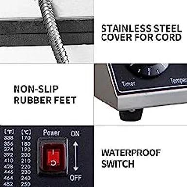 VEVOR Mini Dutch Pancake Maker, 1.7-Inch Diameter Mini Pancake Poffertjes Machine Electric Poffertjes For 25PCs Round Pancakes, 850W Commercial Pancake Maker, 50-300 Poffertjes Maker, Stainless Steel - Image 7