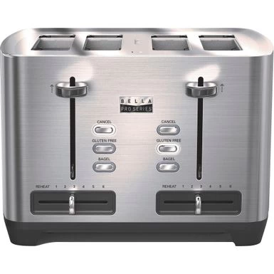 Bella Pro Series - 4-Slice Wide-Slot Toaster - Stainless Steel