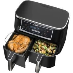 Ninja - Foodi 6-in-1 10-qt. XL 2-Basket Air Fryer With DualZone Technology & Smart Cook System - Black