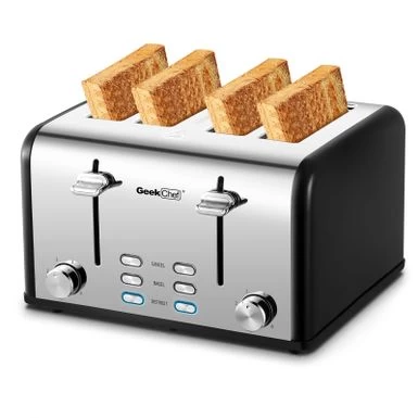 4-slice Stainless Steel Toaster - Red - Image 3