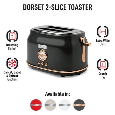 Haden Dorset 2-slice Wide Slot Stainless Steel Toaster - Red - Image 13