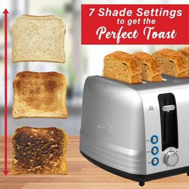 Extra Wide 4 Slot Stainless Steel Toaster - 11 X 7.90 - Silver - 11 X 7.90 - Image 5