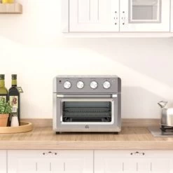 HOMCOM 7-in-1 21 Qt. Air Fryer Toaster Oven Combo For 4 Slices Of Bread Or 9" Pizza - Silver