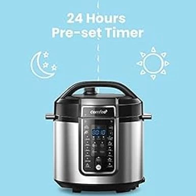 COMFEE Pressure Cooker 6 Quart With 12 Presets, Multi-Functional Programmable Slow Cooker, Rice Cooker, Steamer, Saut Pan, Egg Cooker, Warmer And More - Image 7