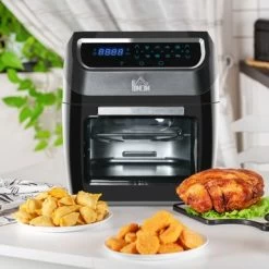 HOMCOM Large Air Fryer Oven With Family Size, Countertop Oven Cooking Gift - 12.5" X 13.25" X 14.5" - 12.5" X 13.25" X 14.5" - Black