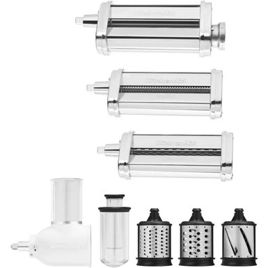 KitchenAid - 3-Piece Pasta Roller & Cutter Set And Fresh Prep Slicer/Shredder Attachment - KSMVSPR - Silver - Image 2