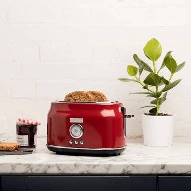 Haden Dorset 2-slice Wide Slot Stainless Steel Toaster - Red - Image 3