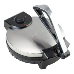 Brentwood 12 Inch Stainless Steel Nonstick Electric Tortilla Maker - Silver/Black