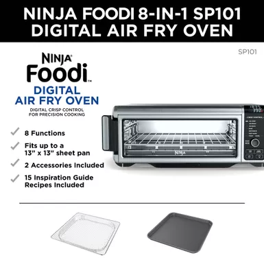 Ninja - Foodi 8-in-1 Digital Air Fry Oven, Toaster, Flip-Away Storage, Dehydrate, Keep Warm - Stainless Steel/Black - Image 12