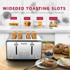 Toaster 4 Slice, Stainless Steel Slot Toaster With Dual Control Panels - Stainless Steel