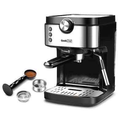 20 Bar Coffee Makers With Foaming Milk Frother Wand,1300W For Espresso, Cappuccino,No-Leaking 900ml Removable Water Tank - Black