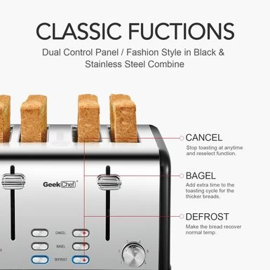 4-slice Stainless Steel Toaster - Red - Image 15