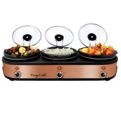 MegaChef 3 Set 2.5Qt Slow Cooker Server Copper/Black With Ceramic Pots - Black