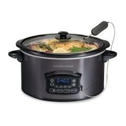 Hamilton Beach 6 Quart Programmable Defrost Slow Cooker With Temperature Probe - Silver