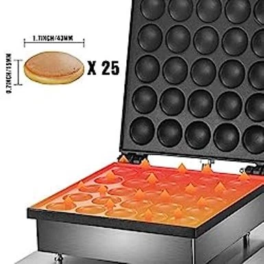 VEVOR Mini Dutch Pancake Maker, 1.7-Inch Diameter Mini Pancake Poffertjes Machine Electric Poffertjes For 25PCs Round Pancakes, 850W Commercial Pancake Maker, 50-300 Poffertjes Maker, Stainless Steel - Image 4