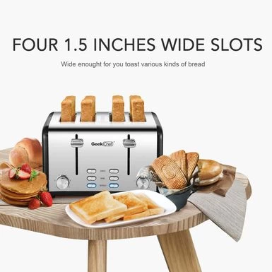 4-slice Stainless Steel Toaster - Red - Image 4