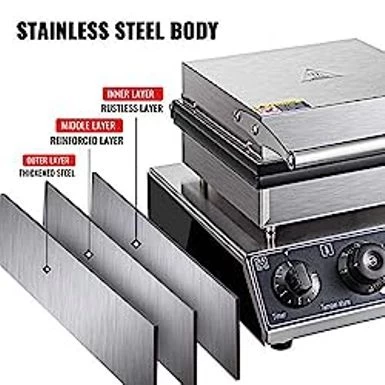 VEVOR Mini Dutch Pancake Maker, 1.7-Inch Diameter Mini Pancake Poffertjes Machine Electric Poffertjes For 25PCs Round Pancakes, 850W Commercial Pancake Maker, 50-300 Poffertjes Maker, Stainless Steel - Image 3