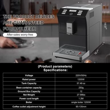 Super Automatic Espresso Coffee Machine - Black - Image 4