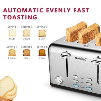 4-slice Stainless Steel Toaster - Red - Image 12